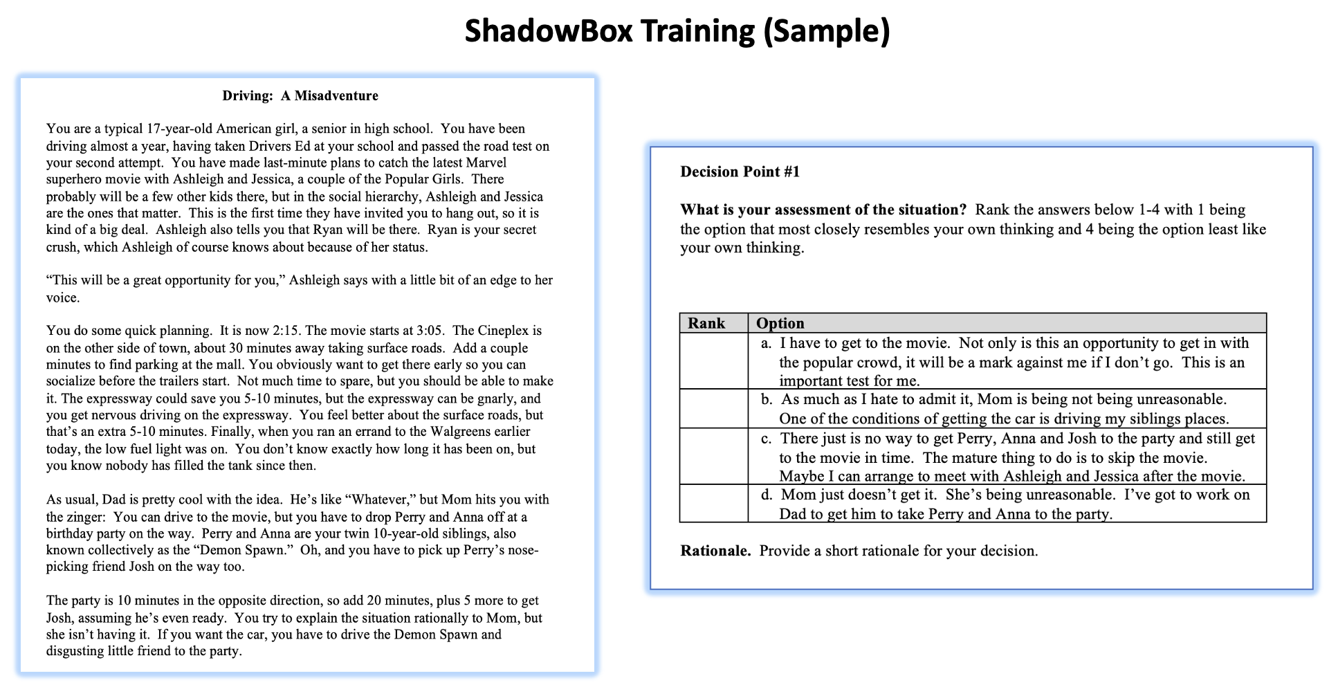 Situational Judgement Tests vs. ShadowBox Surface similarities mask